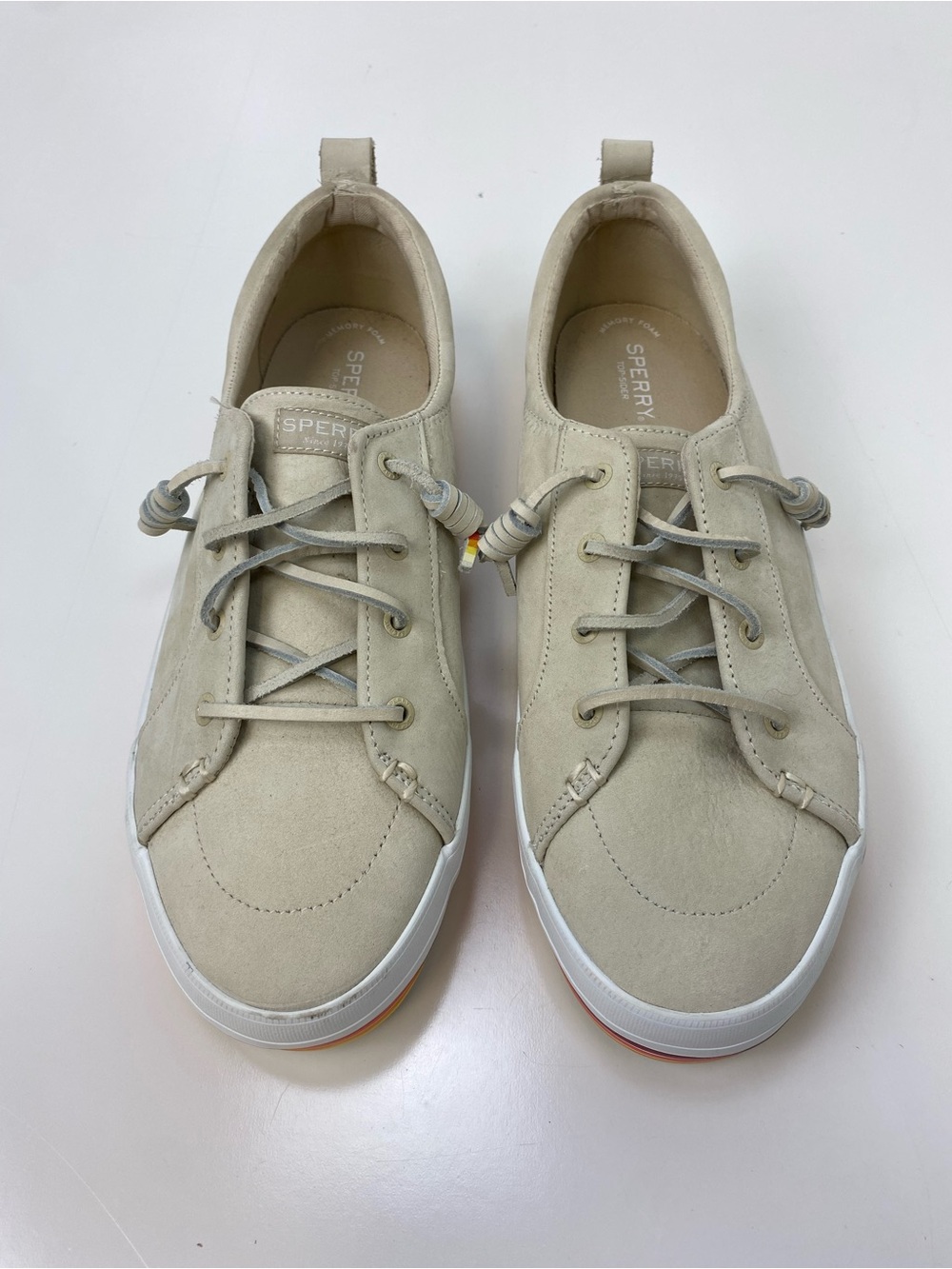 Perry Beige Suede Lace-Up Sneakers